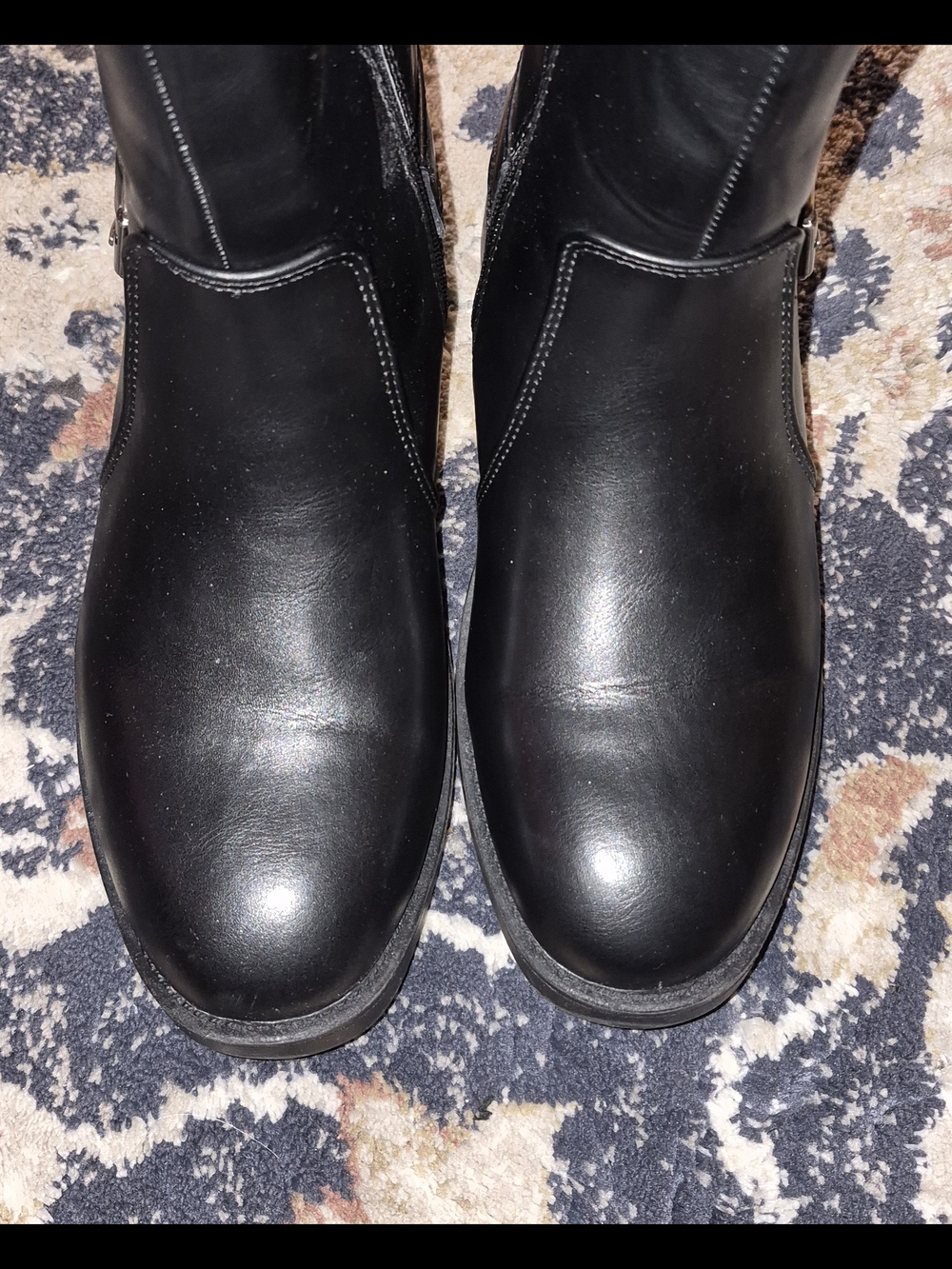 Soda Black Leather Knee-High Buckle Boots - Picture 5 of 10